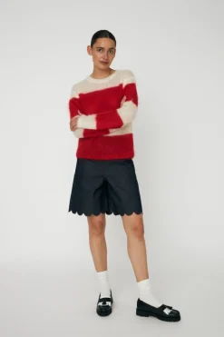 Unwashed Denim Scallop Shorts, Raw Denim, 42