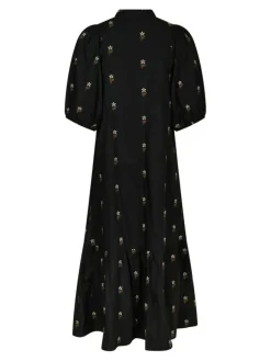 Veronica Flower Emb Kjole, Black, 36