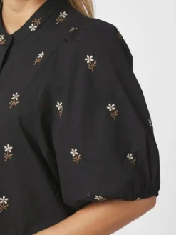 Veronica Flower Emb Kjole, Black, 36