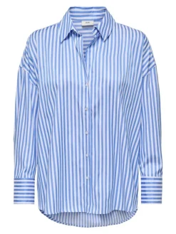 Vesper Loose Skjorte, Cloud Dancer/Cornflower Blue, XL