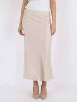 Vicky Heavy Sateen Nederdel, Champagne, 40