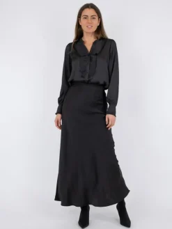 Vicky Heavy Sateen Nederdel, Black, 42