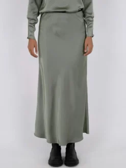 Vicky Heavy Sateen Nederdel, Smoke Green, 40