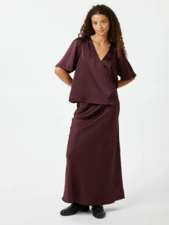 Vicky Heavy Sateen Nederdel, Burgundy, 40