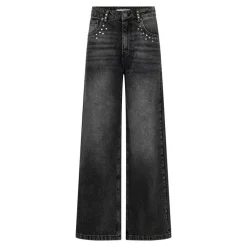 VickyCC Stud Wide Jeans, Black, XL