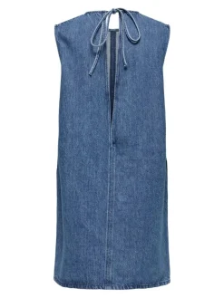 Vigga Open Back Denimkjole, Medium Blue Denim, XL