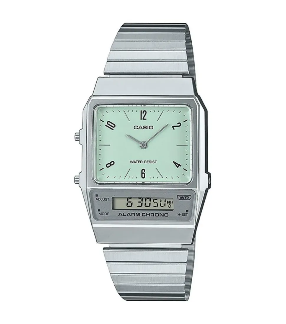 Vintage AQ-800E-3AEF Anadigi Ur, Silver, 32 mm