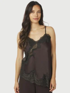 Viole Lace Top, Dark Brown, 36