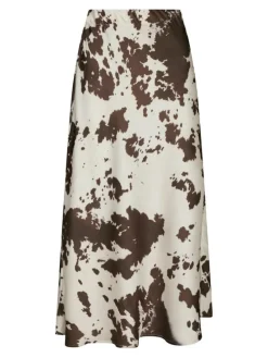 Viso Cow Print Nederdel, Brown, 34