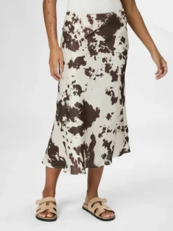 Viso Cow Print Nederdel, Brown, 34