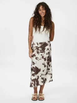 Viso Cow Print Nederdel, Brown, 34