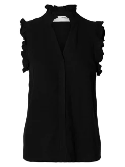 Viva Sun Ruffle Bluse, Black, 36