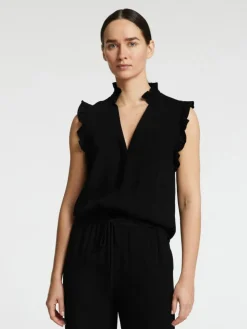 Viva Sun Ruffle Bluse, Black, 36