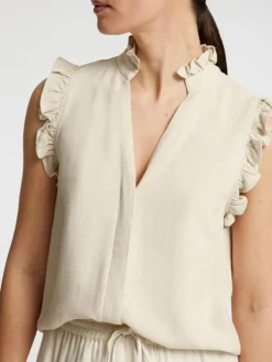 Viva Sun Ruffle Bluse, Sandshell, 38