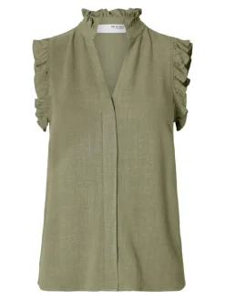 Viva Sun Ruffle Bluse, Vetiver, 40