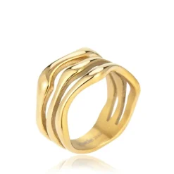 Wavy Ring, Gold Plated, 56