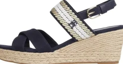 Webbing Strap Mid Wedge Sandaler, Space Blue, 38