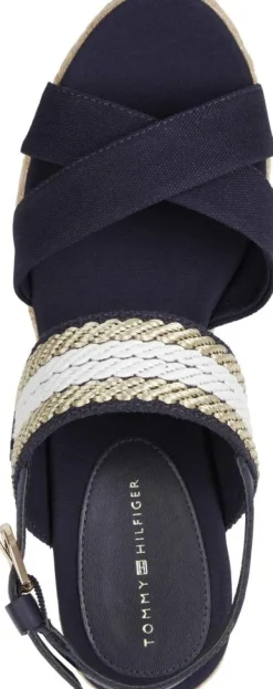 Webbing Strap Mid Wedge Sandaler, Space Blue, 38