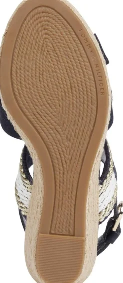 Webbing Strap Mid Wedge Sandaler, Space Blue, 38