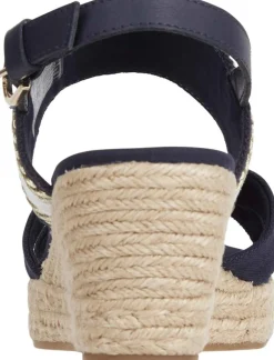 Webbing Strap Mid Wedge Sandaler, Space Blue, 38