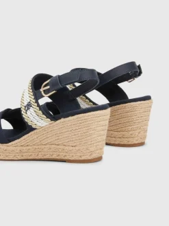 Webbing Strap Mid Wedge Sandaler, Space Blue, 38