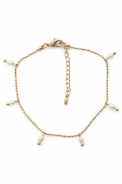 White Pearls Armbånd, Guld, 17-19 cm
