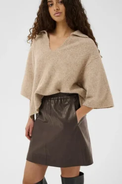 WookIW Lædernederdel, Coffee Bean, 42