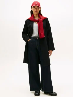 Wool Blend Belted Frakke, Black, 40