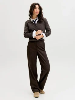 Wren Wool Blend Polo Striktrøje, Bracken, M