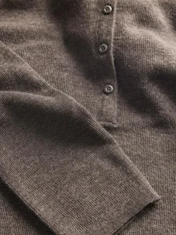 Wren Wool Blend Polo Striktrøje, Bracken, M