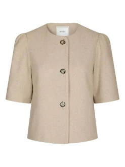 Xanthe Light Herringbone Blazer, Sand, 36