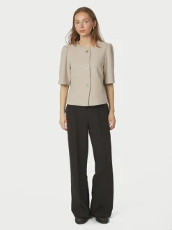 Xanthe Light Herringbone Blazer, Sand, 36