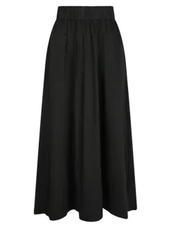 Yara Long Poplin Nederdel, Black, 40