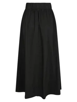 Yara Long Poplin Nederdel, Black, 40