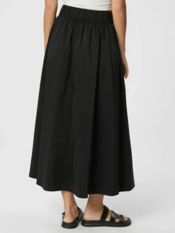 Yara Long Poplin Nederdel, Black, 40