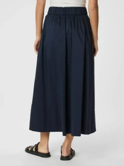 Yara Long Poplin Nederdel, Navy, 36