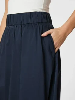 Yara Long Poplin Nederdel, Navy, 36