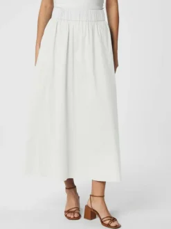 Yara Long Poplin Nederdel, White, 42