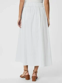 Yara Long Poplin Nederdel, White, 42
