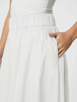 Yara Long Poplin Nederdel, White, 42