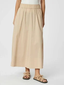 Yara Long Poplin Nederdel, Dark Sand, 42