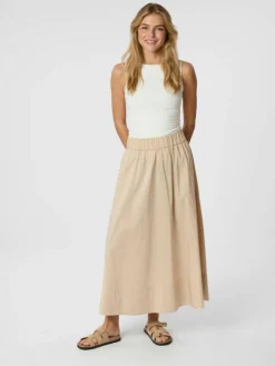 Yara Long Poplin Nederdel, Dark Sand, 42