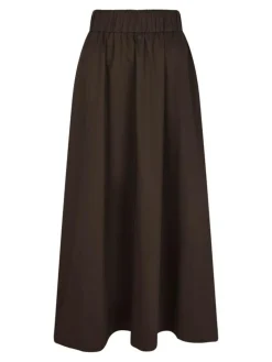 Yara Long Poplin Nederdel, Chocolate Brown, 42
