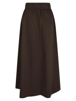 Yara Long Poplin Nederdel, Chocolate Brown, 42
