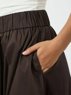 Yara Long Poplin Nederdel, Chocolate Brown, 42