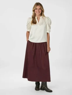 Yara Poplin Nederdel, Burgundy, 36