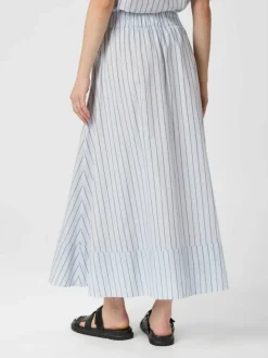 Yara Stripe Poplin Long Nederdel, Light Blue, 36