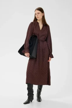 ZaniaIW Kjole, Brown Bordeaux Small Dot, 40